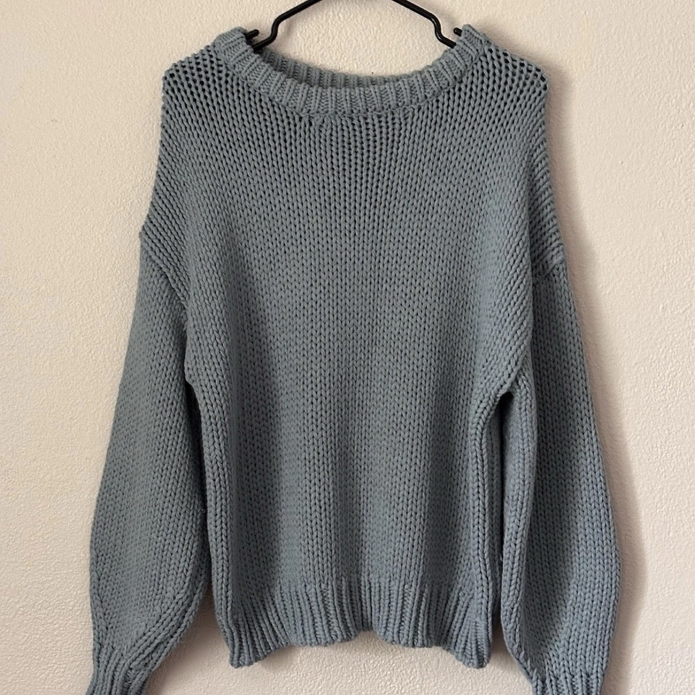 Ghanda Light Blue Oversized Crewneck Sweater - Picture 2 of 9
